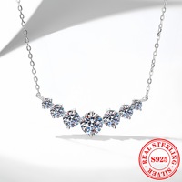 Collier Pendentif FanKe 925 en Argent Sterling Tendance Sourire Sept Princesses, Chaîne de Liens Femme Moissanite Haut de Gamme Style Ins