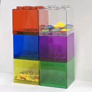 Tirelire en forme de blocs de construction de style INS, boîte de rangement transparente en acrylique pour pièces de monnaie et objets divers - Product Image 4