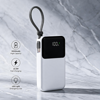 Batterie externe 10000 mAh avec affichage numérique, câble intégré, charge rapide PD 22,5 W, ODM