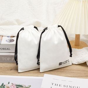 Customized Twill Cotton Drawstring Pouch for Cosmetic Storage and Gift <b>Recyclable</b> with Embroidered Logo for Jewellery Garments - Product Image 2