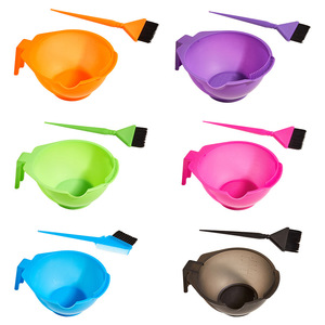 Cuencos para mezclar colores con juego de brochas para teñir el cabello, uso en salón y hogar, plástico, naranja y verde - Product Image 3