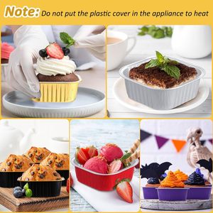 Wholesale 300ml 10oz Square Cupcake Foil Cup Disposable Mini Cake <b>Pans</b> Aluminum Foil Baking Cups With <b>Lids</b> - Product Image 4