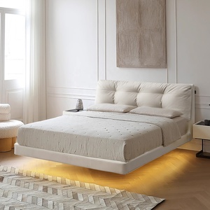Cama Matrimonial Zayshine de Estilo Nórdico Moderno y Lujoso, Tapizada en Terciopelo Blanco, Tamaño Queen/King de 1.8 Metros, Cama Doble Suave para Apartamento - Product Image 2