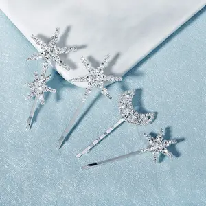 Haaraccessoires Kristallen Strass Haarclips Bobby Pin Maan En Ster Haar Spelden Voor Meisjes