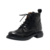 Bottines mi-mollet en daim mat pour femmes, à lacets, bout bruni, avec doublure en cuir véritable, semelle extérieure en caoutchouc confortable et respirante