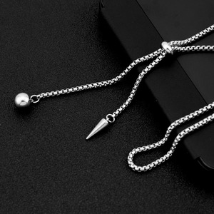 Collar de Cadena Larga con Borla de Diseño Simple y Exquisito 2026, Collar de Acero de Titanio Unisex, Joyería de Moda al por Mayor - Product Image 3