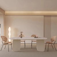 Table de salle à manger en bois massif, assiette de roche ovale, bureau moderne simple, table de salon pour la famille