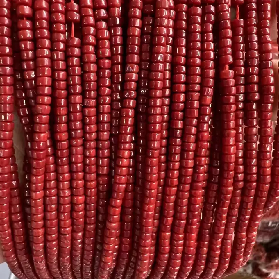 High quality stone 2*4mm red coral gemstone loose beads strands round shape for jewelry making