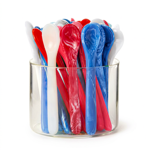 Ensemble de cuillères à salade en résine réutilisables et légères, couleurs assorties, lavables au lave-vaisselle - Product Image 1