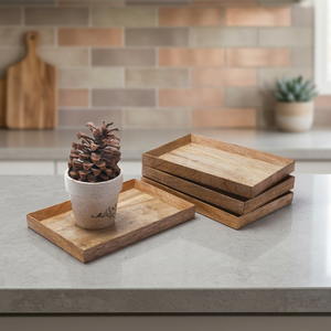ถาดเสิร์ฟไม้มะม่วงธรรมชาติพร้อมด้ามจับโลหะ - Product Image 3