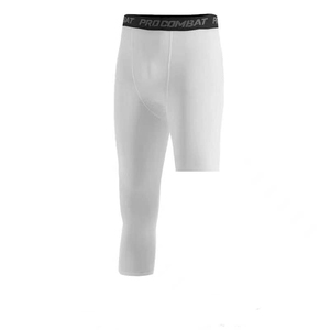 Custom Men Compression One Leg Legging Pants collant maschili Leggings Running Gym Sport Fitness Jogging Workout <span class=keywords><strong>pantaloni</strong></span> bianchi <span class=keywords><strong>neri</strong></span> - Product Image 4