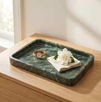 Plateau de service rectangulaire en marbre vert de luxe NANWEI pour buffet, table et service de fête