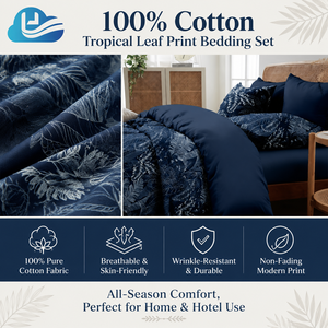 Cloudland CHUNJIAN imprimé plantes tropicales naturelles respectueux de l'environnement 100% coton housse de couette ensembles ensemble de literie de luxe taie d'oreiller reine - Product Image 2