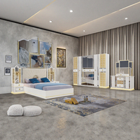 Très Brillant Luxe Blanc Oem Vente en Gros Royal Luxe Double King Size Lit Principal Maison Moderne Ensemble de Meubles pour Chambre à Coucher Complète