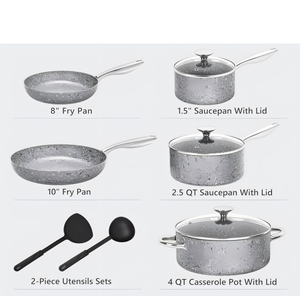 Set <span class=keywords><strong>di</strong></span> pentole e padelle da <span class=keywords><strong>10</strong></span> pezzi, con rivestimento in granito, adatto per applicazioni super antiaderenti, compatibile con sensori. - Product Image 3
