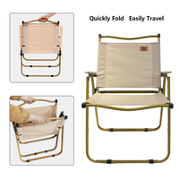 Chaise pliante Kermit avec logo personnalisé, cadre en bois grainé, chaise de camping portable pour l'extérieur