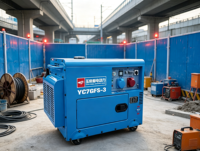Générateur diesel industriel silencieux 6,5 kW, puissance maximale 7,5 kW, portable, 531 cm³, refroidissement par air, démarrage électrique, AVR, réservoir 25 L, châssis ouvert