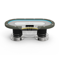Table de poker Texas personnalisée YH OEM avec éclairage LED - Table de poker ovale de luxe pour 10 joueurs avec porte-gobelets en acier inoxydable