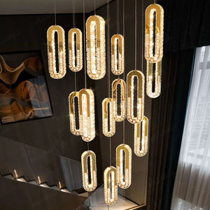 Suspension <span class=keywords><strong>de</strong></span> grand projet Décoration intérieure contemporaine Plafonnier LED <span class=keywords><strong>de</strong></span> <span class=keywords><strong>luxe</strong></span> Luminaire suspendu Villa Escalier Lustre en cristal - Product Image 3