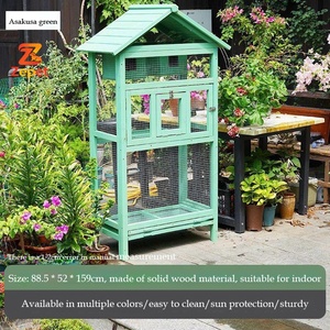 Volière d'extérieur classique en bois de sapin durable avec nichoir et cage pour pigeons géants, toutes saisons - Product Image 3