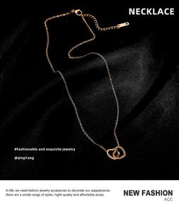 2024 grosir baja tahan karat ganda hati terhubung liontin kalung mode perhiasan rantai tulang selangka - Product Image 5