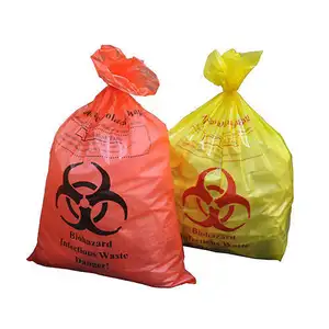30 Liter Red And Yellow 100 Pack Flat Biohazard Medical Waste Bag
