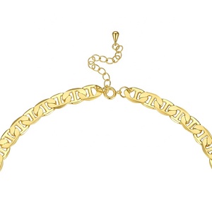Di alta Qualità 18K Placcato Oro Piatto In Ottone Ambientale ellittica catena con la linea centrale Della Collana P203147 - Product Image 2