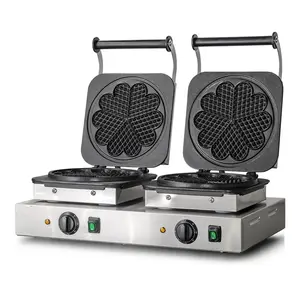 Yapışmaz ticari aperatif makinesi çift plaka elektrikli klasik belçika seramik waffle makinesi CE onaylı