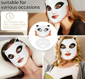 Masque de luminothérapie LED à compresse froide, 276 perles, 3 couleurs (rouge/bleu/infrarouge), spectre 510K, design animal mignon, rajeunissement du visage - Product Image 5