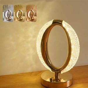 Lámpara de Mesa de Cristal Moderna, Lámpara de Escritorio Elegante con Control Táctil Contemporáneo, Lámpara de Noche Inalámbrica con Carga USB - Product Image 5