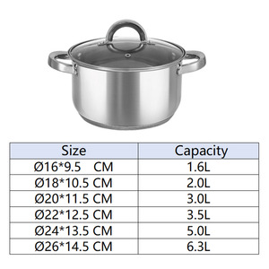 Set di pentole per zuppa in acciaio inox KAISA HOFF 22 cm 3,5 litri, dimensioni 16/18/20/22/24/26 cm, fondo a induzione, qualità alimentare 18/10 - Product Image 6