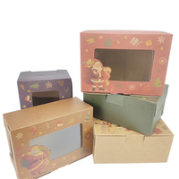 Boîte-cadeau de biscuit de friandises de feuille de Noël de modèle coloré avec la fenêtre pour des pâtisseries