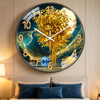 Jam Dinding Quartz Senyap 30cm Gaya Mewah Ringan Tradisional untuk Ruang Tamu, Tampilan Jarum Fashion, Kaca, Grosir