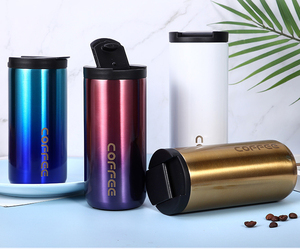 Gradient Electroplated Stainless Steel Travel Coffee <b>Mug</b> <b>Double</b> <b>Wall</b> Thermal Cup Custom Engraved Logo Corporate Promotional Gift - Product Image 4