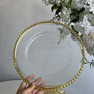 Wedding Party Decoration 13 Inch Decorative Round Acrylic Clear <strong>Plastic</strong> Charger <strong>Plate</strong> With Gold Rim for Event <strong>Dinner</strong> <strong>Plate</strong> - Product Image 5