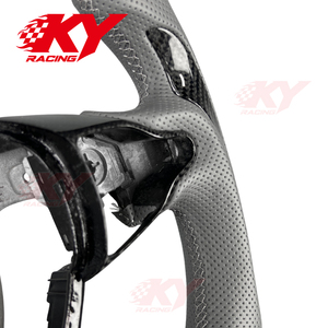 พวงมาลัยหนังคาร์บอนไฟเบอร์สีเทาไซเบอร์แบบกำหนดเองสำหรับ Hyundai Elantra N I30N I20N 2018-2026 Veloster N Kona N Sonata - Product Image 3