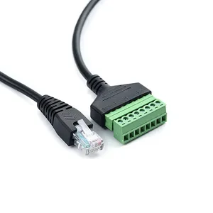 30厘米RJ45连接器RJ45至螺旋端子电缆适配器RJ45公至8针连接器RJ45分路器，用于闭路电视录像机