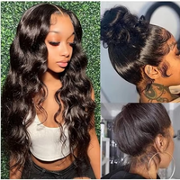 Perruque Body Wave avec closure 5x5 en cheveux humains, dentelle HD, sans colle, pré-épilée, baby hair, ligne de cheveux naturelle pour femmes noires, aspect soyeux réaliste