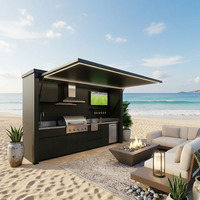 Cuisine extérieure modulaire en acier inoxydable avec réfrigérateur intégré et barbecue pour la maison et le jardin