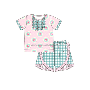 <span class=keywords><strong>Ensemble</strong></span> de vêtements d'été pour adolescentes, motif floral, jupe à volants rayée avec robe tunique, ensembles de vêtements pour bébés filles, boutique de vêtements pour enfants - Product Image 4