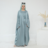 Nouveauté : Ensemble Abaya 2 pièces de haute qualité avec manches kimono et robe intérieure, vêtements islamiques, Abaya Dubaï, robe musulmane pour femmes