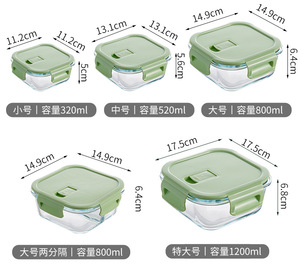 Transparent Glass Rectangular Crisper <b>Lunch</b> <b>Box</b> Microwave Oven High Temperature Resistant Heatable Household Food Plastic - Product Image 6