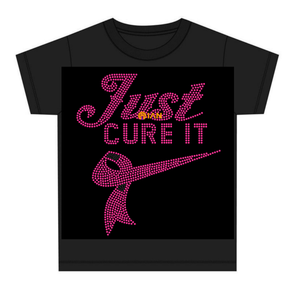 Just Cure It نقل حراري لاصق بالكي من أحجار الراين بتصميم شريط وردي لامع لسرطان الثدي للملابس - Product Image 1