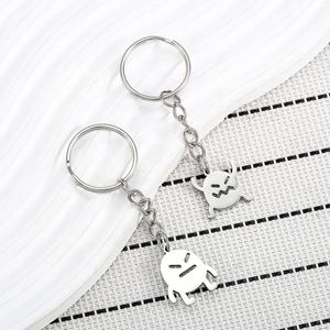Llavero de Acero Inoxidable con Colgante Pequeño de Pareja de Monstruos Pequeños de Angry Cell, Personaje de Dibujos Animados Lindo, Venta al por Mayor - Product Image 1