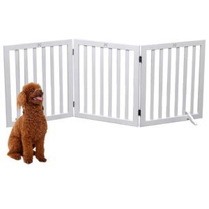 Oil Stain (Black) Solid FSC Acacia Modern Small <b>Pets</b> No Pawblems Free Standing Short Dog <b>Gate</b> 3 panels <b>Pet</b> <b>Gate</b> - Product Image 1