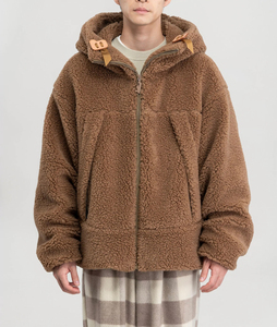 Veste pour hommes en laine mélangée à capuche réglable avec logo personnalisé rembourrée remplie de duvet de canard 90/10 veste en duvet chaude pour hommes - Product Image 3
