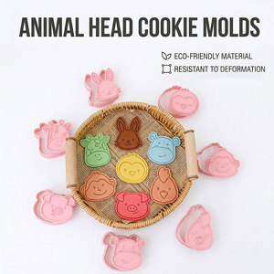 Moules à biscuits créatifs en forme de tête d'animal 3D avec des motifs de girafe, d'éléphant et de koala, en plastique écologique pour la pâtisserie à domicile - Product Image 4