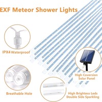 Guirlandes lumineuses solaires en forme de pluie de météores, étanches, à LED, pour Noël, les fêtes, le jardin, les arbres, éclairage décoratif