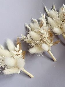 Boutonnière bohème blanche beige <span class=keywords><strong>taupe</strong></span> en fleurs séchées et stabilisées, accessoires pour homme pour la Saint-Valentin, Noël, Pâques et la maison - Product Image 5