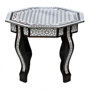 Table d'appoint Sultana artisanale en nacre égyptienne - Table basse marocaine arabe incrustée (18,8x13,2x19,6 pouces) - Product Image 1